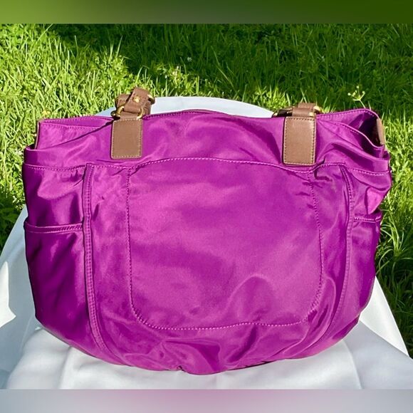 Juicy Couture Vintage Purple Nylon Tote Bag Gold Accents Multiple Compartments! - Picture 5 of 14